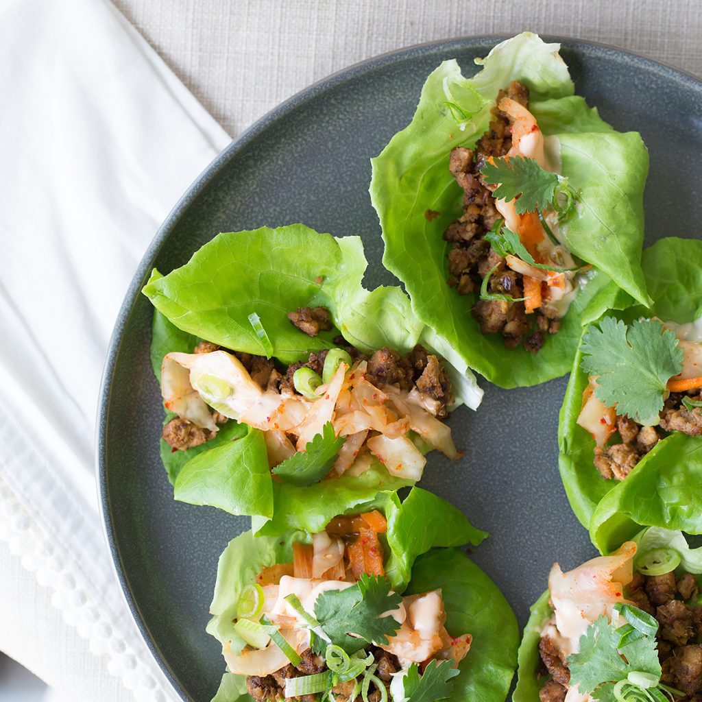 Spicy Tempeh Lettuce Wraps