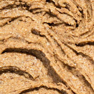 Close-up shot showing the texture of Vanilla Caramel nut butter.