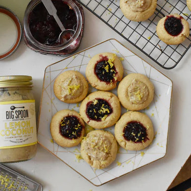 Lemon Coconut Cashew Thumbprint Cookies