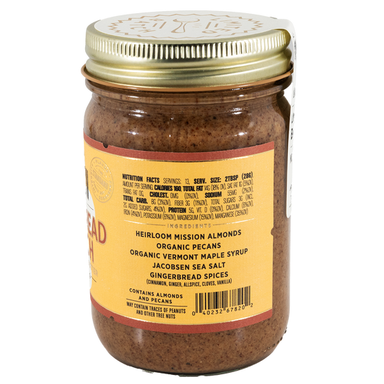 Gingerbread Crunch side of jar listing ingredients and nutrition facts