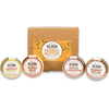 Mini 3oz Peanut Butter Variety Pack box with mini jars of Crunchy Peanut Butter, Sweet Heat Peanut Butter, Maple Cinnamon Peanut & Pecan Butter, and Peanut Pecan Butter in front
