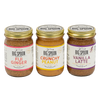 Three jars of nut butter: Fiji Ginger Almond Butter, Crunchy Peanut Butter, and Vanilla Latte Almond Butter