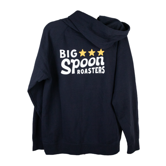 back of a hoodie with BIG SPOON ROASTERS and stars emblazoned