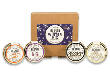 Gift set of 3oz jars of Chai Spice, Carrot Cake, Chocolate Sea Salt, Vanilla Caramel