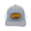 Light gray trucker hat with yellow patch reading "NUT BUTTER ACTIVIST BIG SPOON ROASTERS"